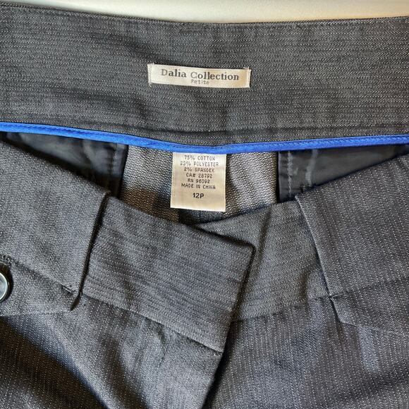 Dalia Collection Women Flared Dress Pants size 12 Petite Gray Mid Rise Stretch - Picture 8 of 10